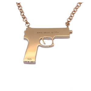 AN23  April's Gun in Solid Silver with 15- Diamond Cut Genuine White Zircons
