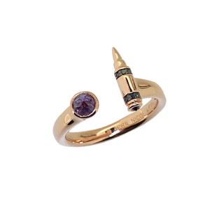 Mini .223 Stylish Ladies Ring 7- Genuine Black Diamonds & 1/4 ct Color Change Lab Alexandrite