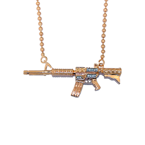 AR15 on 18-20" adjustable 2MM Ball chain. Sterling silver With 11 Diamonds Select Stone