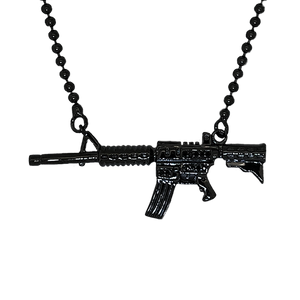 AR15 on adjustable 2mm Ball Chain in Gun Metal Black Set with 11-Black Spinels